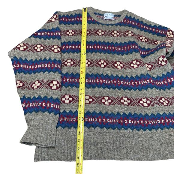 Vtg 80s Bancroft New York Sweater 100% Shetland Wool Hong Kong Men's L Preppy - Picture 8 of 8